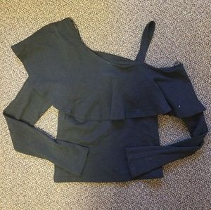 Anthropologie One Shoulder Flounce Top
